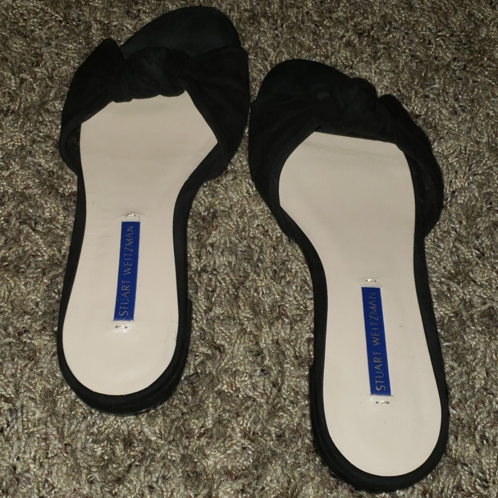 Stuart Weitzman Black Real Suede Tie Wrap Knot Pe… - image 3